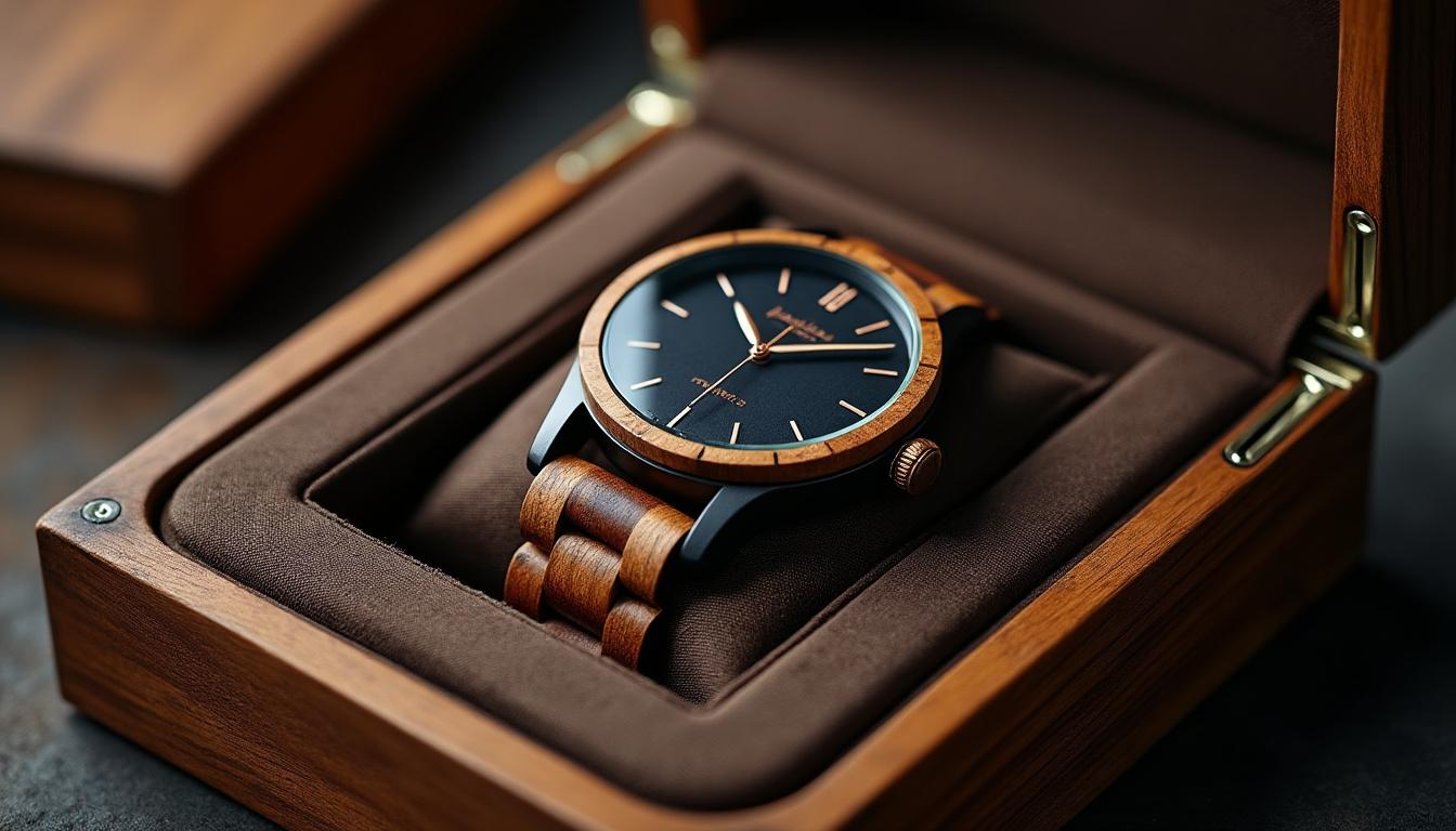 découvrez notre coffret cadeau comprenant une élégante montre en bois, parfaite pour toutes les occasions. offrez un présent unique et écoresponsable, livré rapidement chez vous pour surprendre vos proches à tout moment.