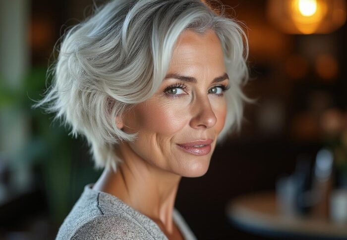 Coupe de cheveux courts femme 60 ans pour donner du volume aux cheveux fins