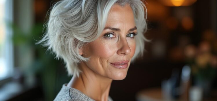 Coupe de cheveux courts femme 60 ans pour donner du volume aux cheveux fins