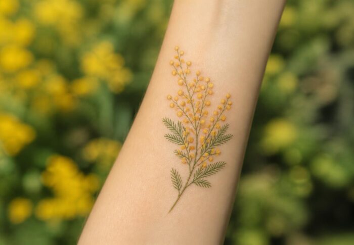La flore tatouée : plongez dans la signification du tatouage mimosa