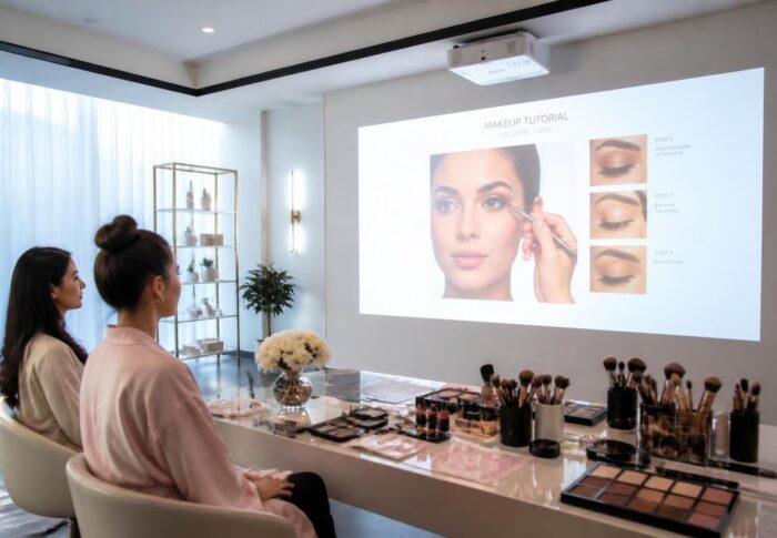 Animations beauté : tutos grand format avec vidéoprojecteur Epson